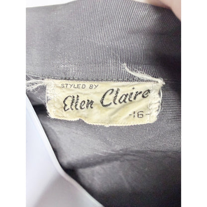 Vtg 40s Black Rayon Crepe Shirtwaist Day Dress Metal Zip Noir Pinup Medium