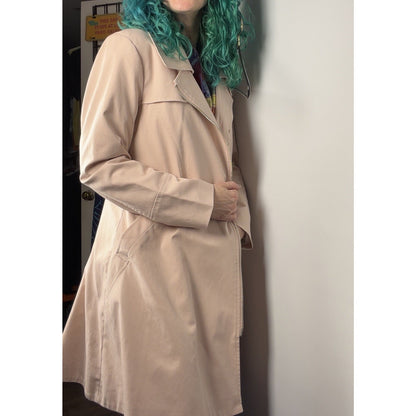 Karl Lagerfeld Blush Pink Cotton Blend Moto Zip Trench Lightweight Sz Med