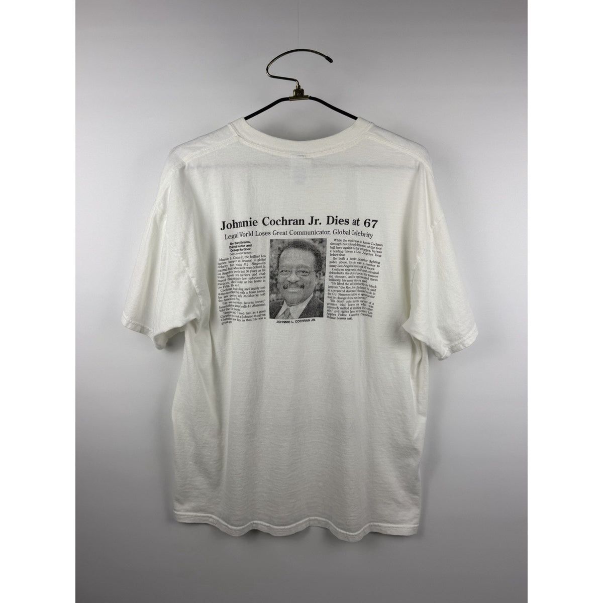 Vintage 2005 Johnnie Cochran Jr. Memorial Tee OJ Simpson Trial Rare XL 24x29