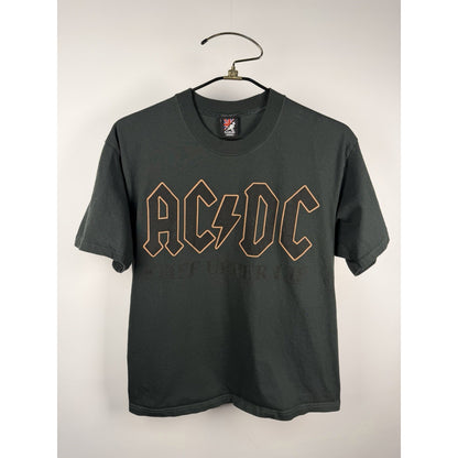 Vintage 2001 AC/DC Stiff Upper Lip Tour Band Tee Y2K Green T-Shirt Medium 20x26
