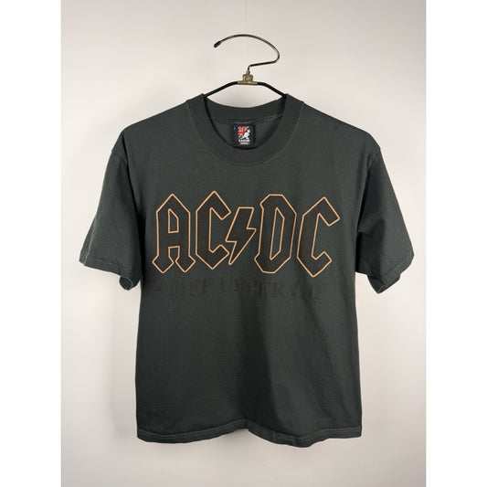 Vintage 2001 AC/DC Stiff Upper Lip Tour Band Tee Y2K Green T-Shirt Medium 20x26