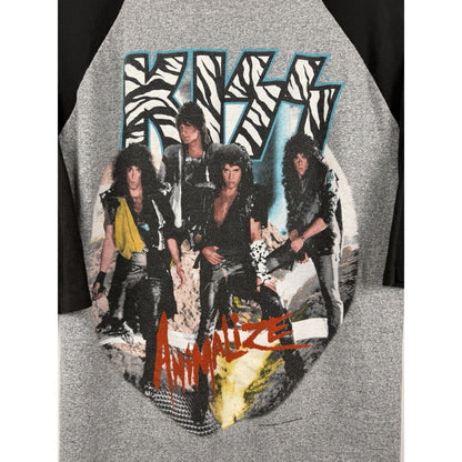 KISS Animalize Tour raglan concert shirt NO MAKE UP, 1984, XL