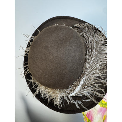 Ostrich Feather Wide Brim Hat Couture