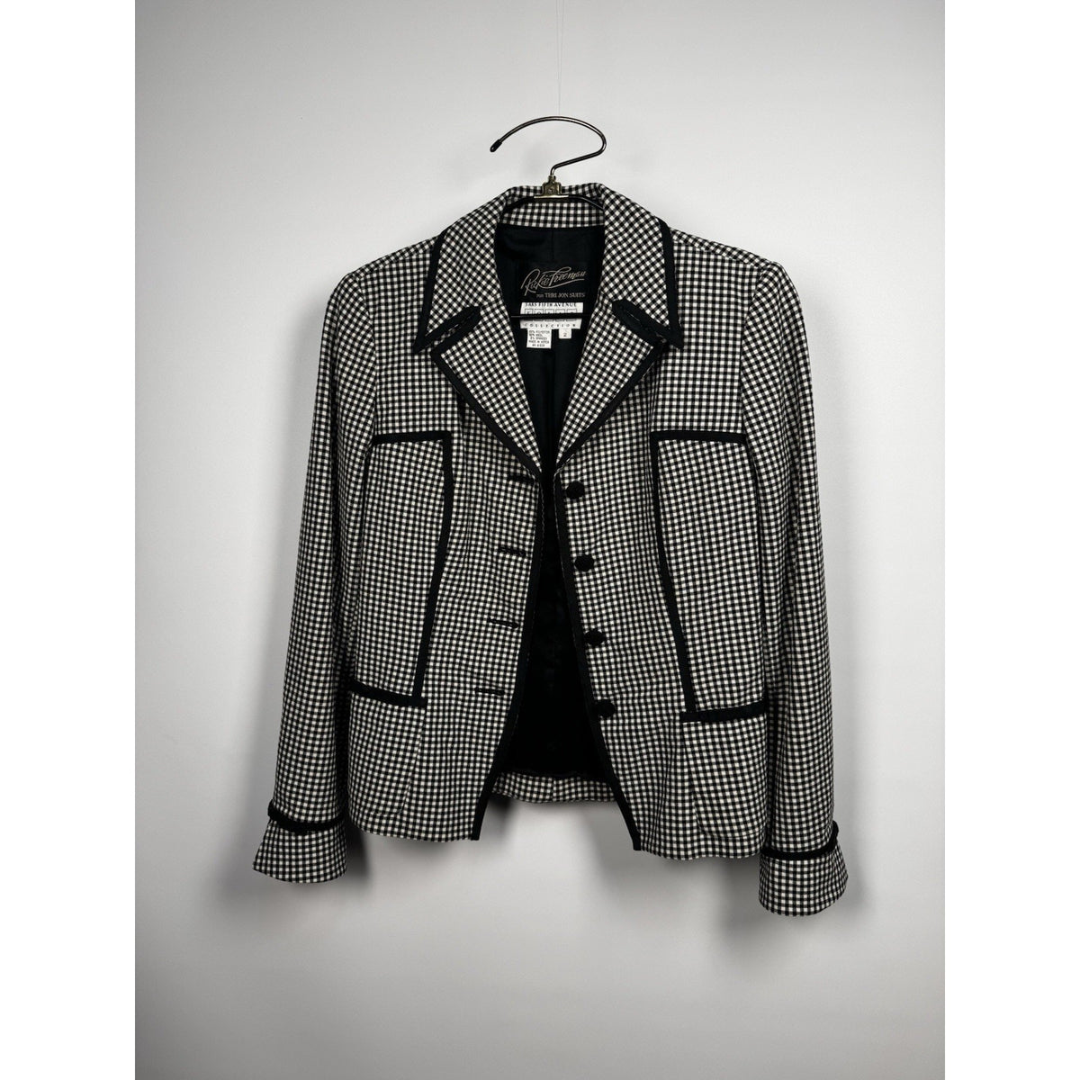 Vintage Rickie Freeman for Teri Jon gingham wool blazer, Saks, 2 (XS)
