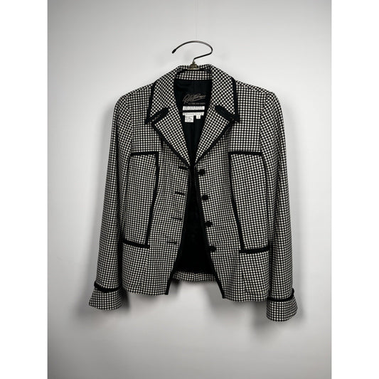 Vintage Saks 5th Ave Black/White Gingham structured Jacket Sz 2 couture