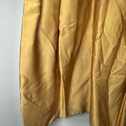 RARE 1940s Martha Phillips Couture Gold Wedding Guest Evening Gown With Fur Trim