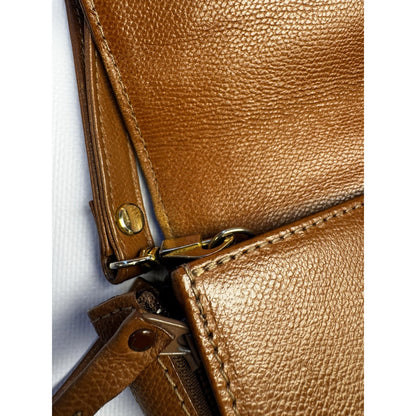 Vintage 1990s Yves Saint Laurent brown leather envelope clutch wrist strap