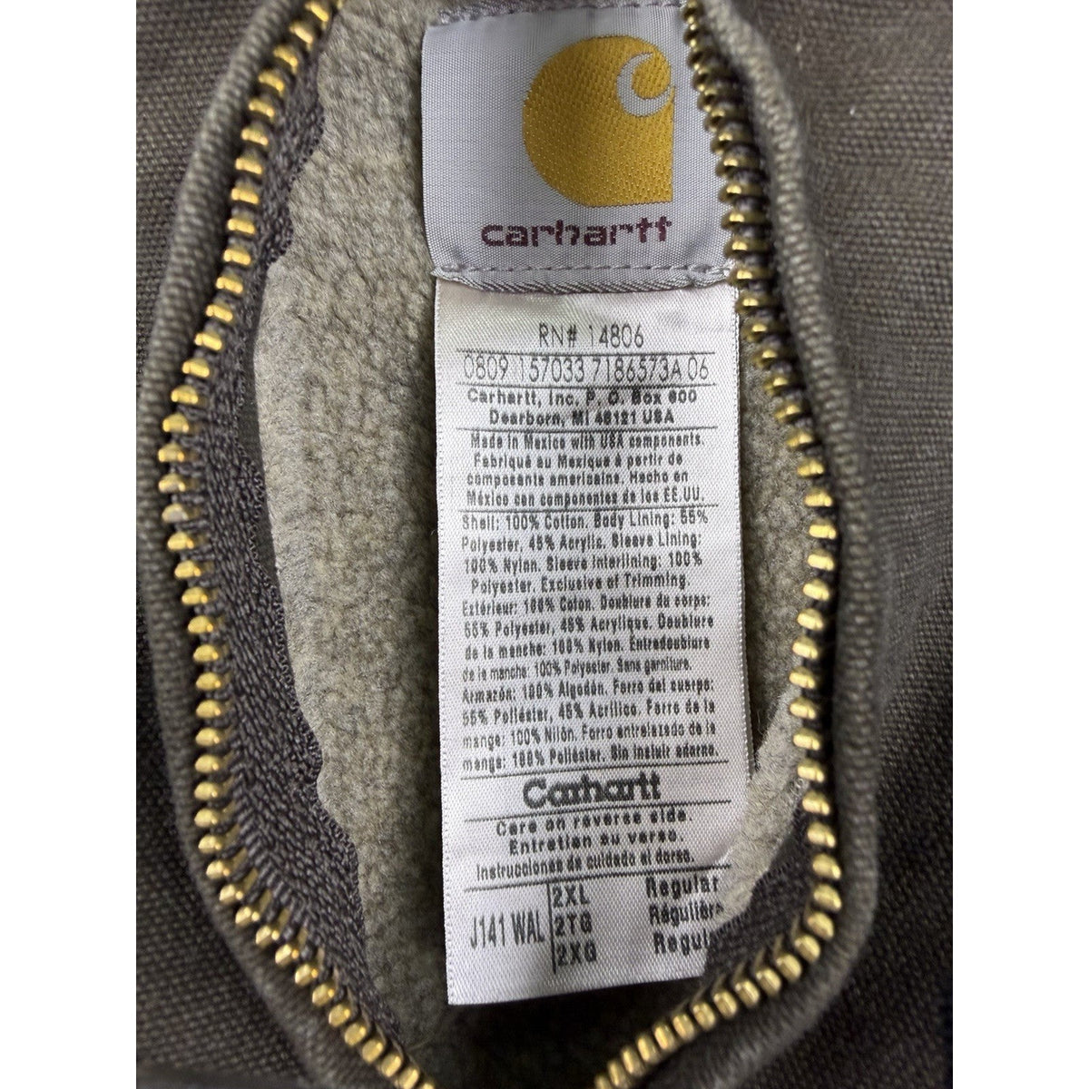 Deadstock 2009 Carhartt J141 WAL Sherpa Lined Sierra Detroit Jacket XXL 29x27