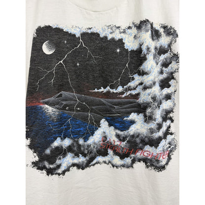 Vintage 80s F-117 Stealth Fighter lightning moon tee, Screen Stars, L