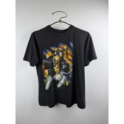 Vintage 90s American Cycle Label rat biker Euro tee, boxy, L