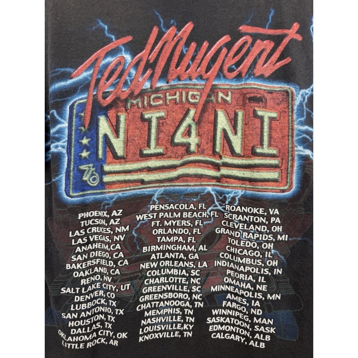 Vintage 1999 Ted Nugent Millennium Madman Distressed & Chopped Tee Large 23x26