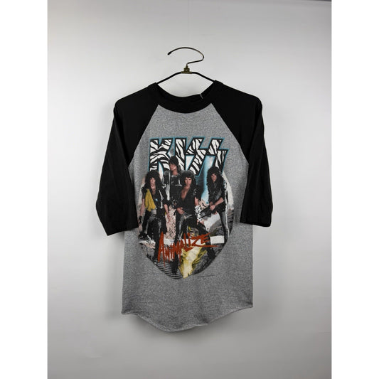 KISS Animalize Tour raglan concert shirt NO MAKE UP, 1984, XL