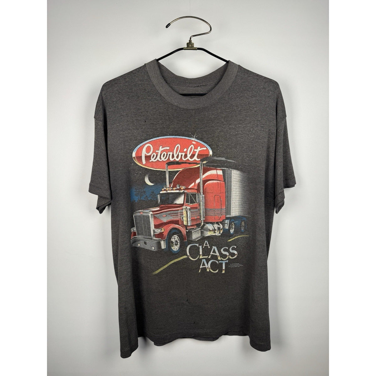 Vintage 1988 Peterbilt A Class Act Semi Truck Shirt Rare Size XL 24x30