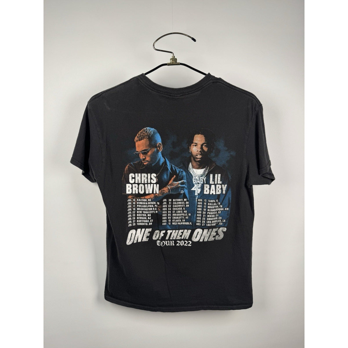 Chris Brown Lil Baby One Of Them Ones Tour Rap Tee Double Sided Black Hip Hop Concert T-Shirt Mens Medium