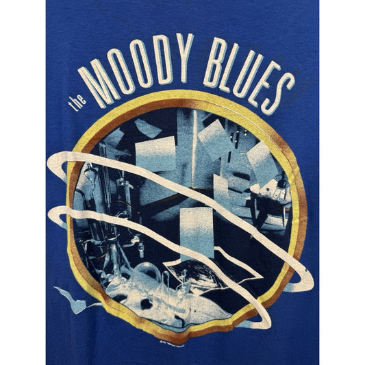 Vintage 1986 The Moody Blues Original Shirt Blue Single Stitch Ched XL 22x28
