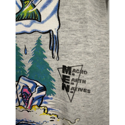 Vintage 1991 SSI Macho Earth Natives Iced Fishing cartoon tee, L