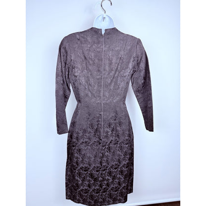 Vintage 60s Bombshell Mini Cocktail Dress Black Lame Brocade Sheath - small