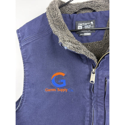 Carhartt Full Zip Sherpa-Lined Blue OV4277-M Relaxed Cotton Vest XXL 27x28