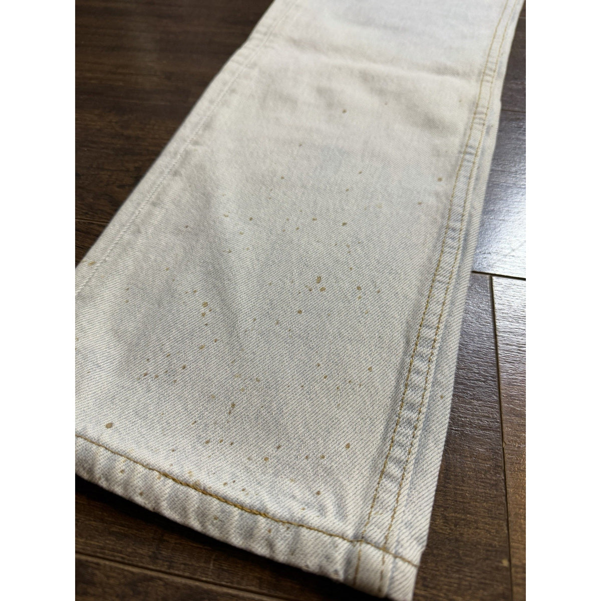 Vintage 90s Levi's 501 button fly jeans, gold splatter, USA, 28x30