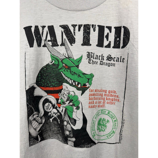 Vintage 1987 Black Thorn Wanted Black Scale Thee Dragon Fantasy Shirt 21x28 D&D