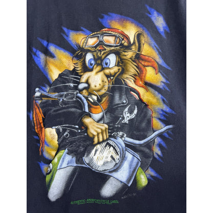 Vintage 90s American Cycle Label rat biker Euro tee, boxy, L
