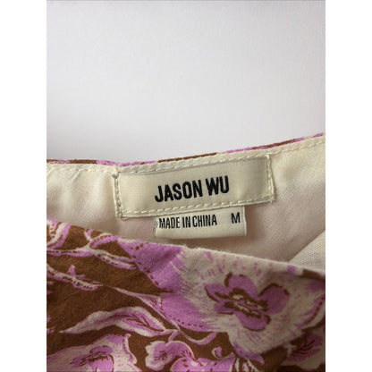 Jason Wu One Shoulder Puff Sleeve Floral Belted Dress Size Medium NWOT