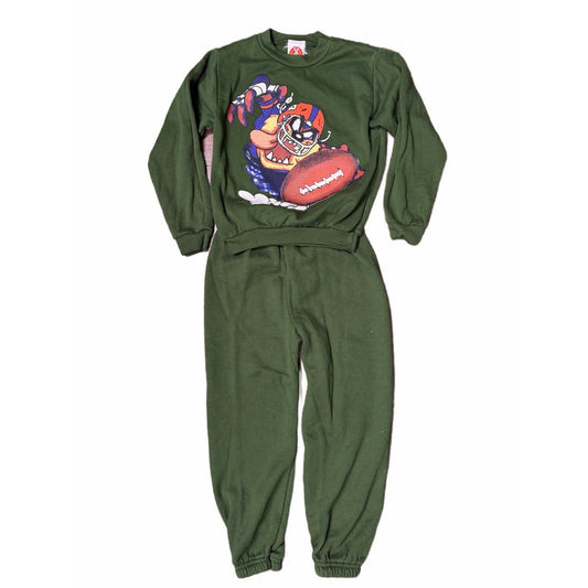 Vintage 90’s Looney Tunes Taz Football Kids Tracksuit Sweatshirt Set Large Rare