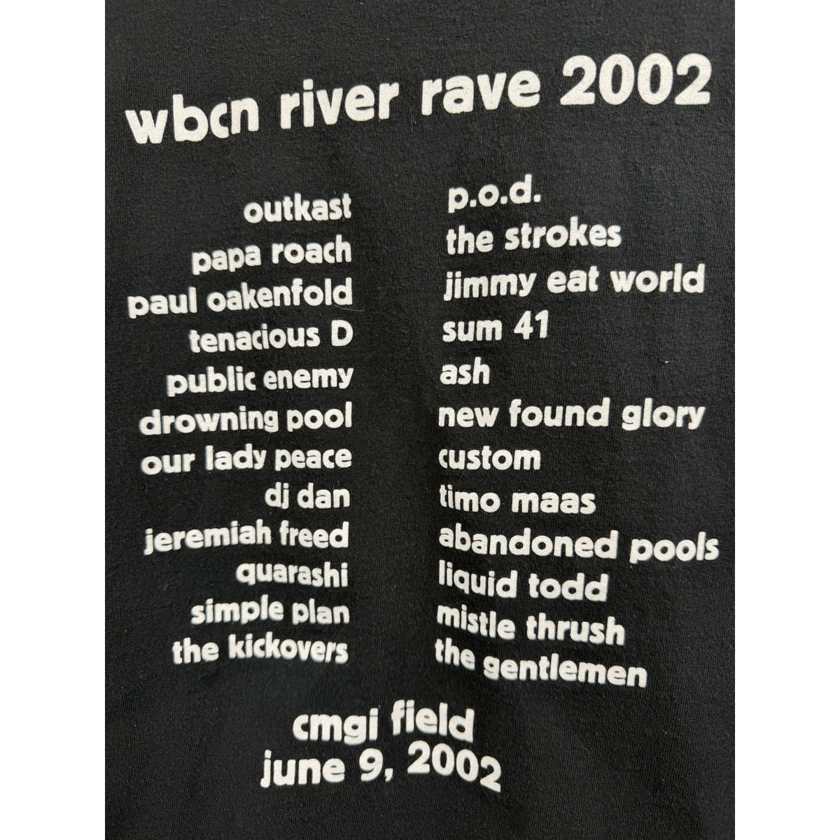 Vintage 2002 WBCN River Rave Tee Outkast Jimmy Eat World New Found Glory L 22x28