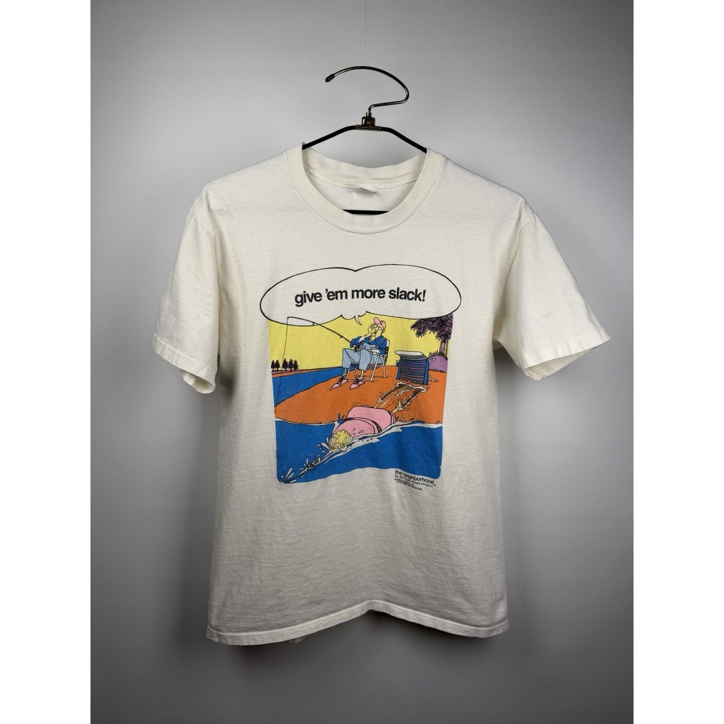 Vintage 1988 The Neighborhood Give Slack Jerry Amerongen Comic Art Shirt L 20x28