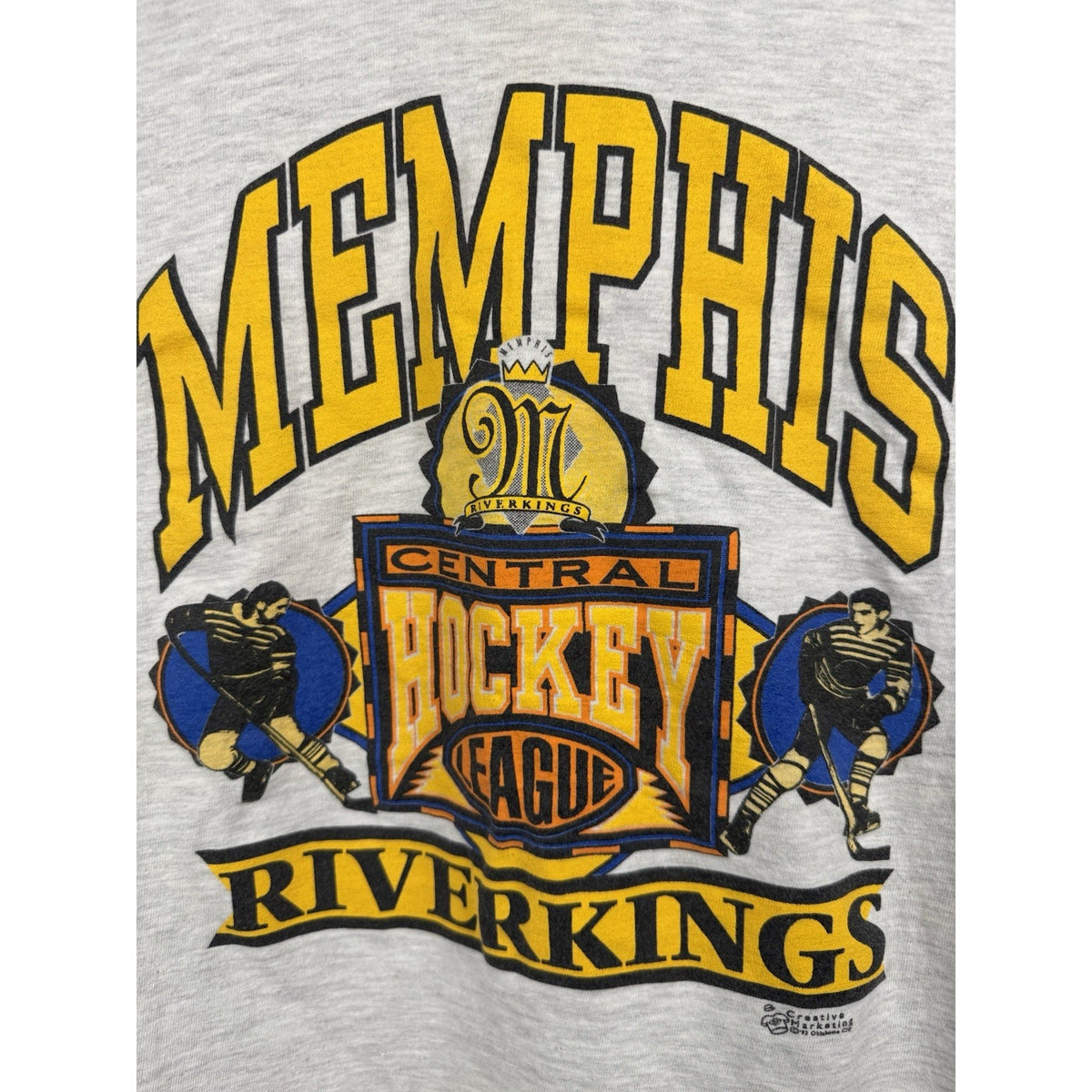 Vintage 1993 Memphis Riverkings CHL Hockey Rare Shirt Single Stitch Large 21x26