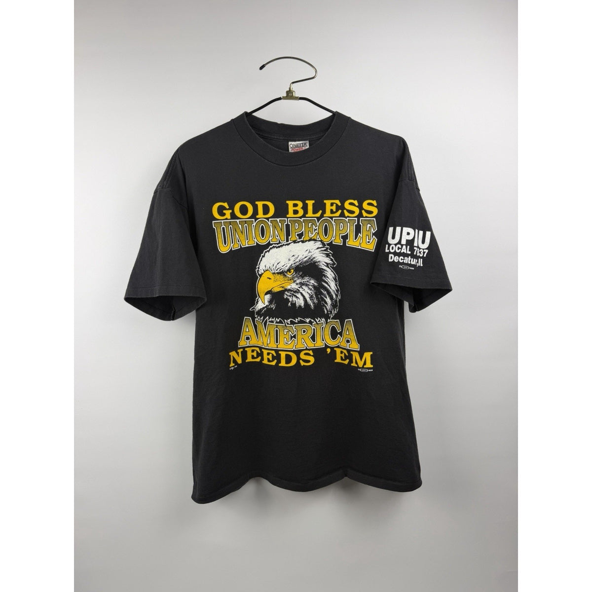 Vintage 1995 God Bless Union People Decatur IL Warzone The Labor War XXL 26x30