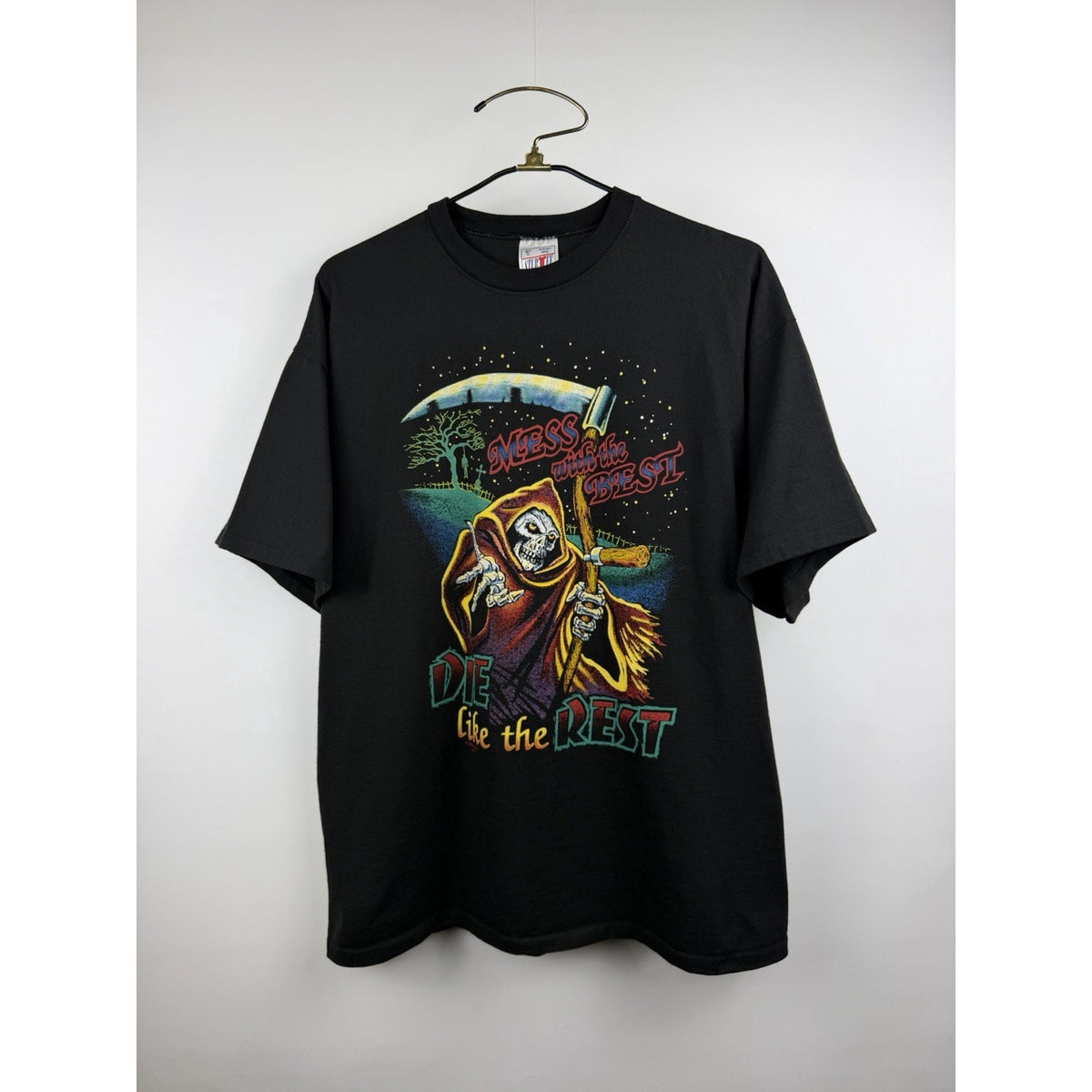 Vintage 90s Mess With the Best Die Like the Rest grim reaper tee, XL