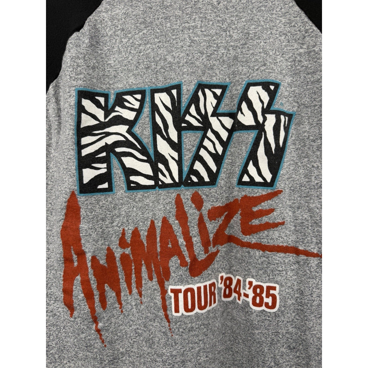 KISS Animalize Tour raglan concert shirt NO MAKE UP, 1984, XL