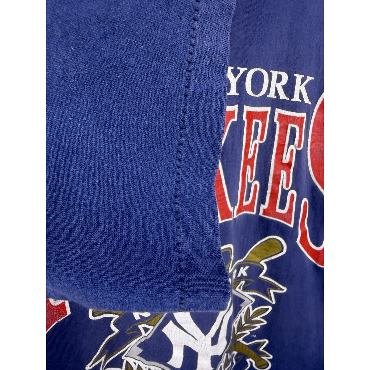 Vintage 90s New York Yankees crest tee, Nutmeg, single stitch, XL