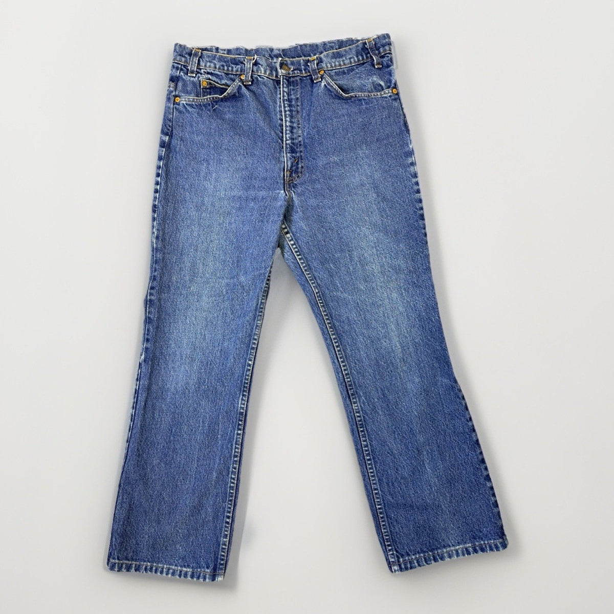 Levi's 517 Orange Tab Boot Cut Saddle Blue Jeans 36x32 1970s-1980s Vintage