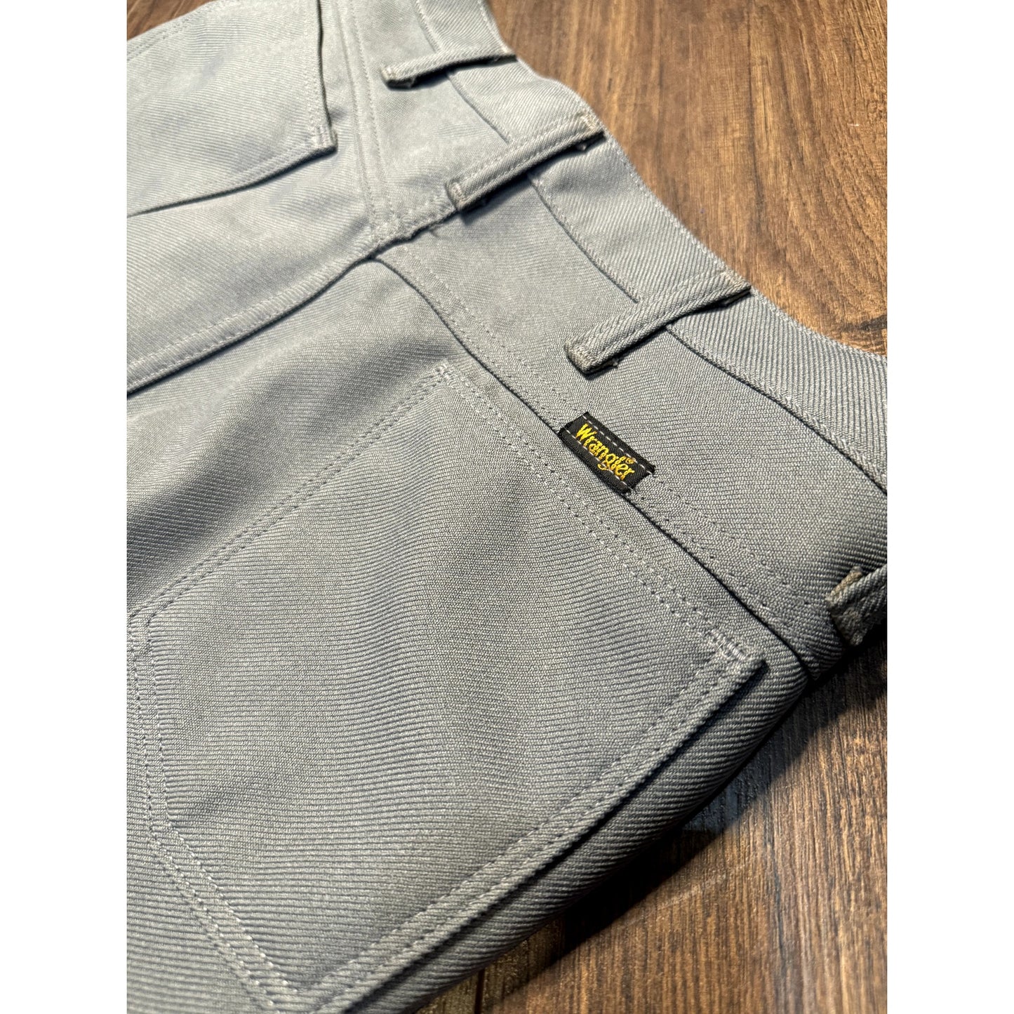 Wrangler gray polyester flares 34x29 (1970s)