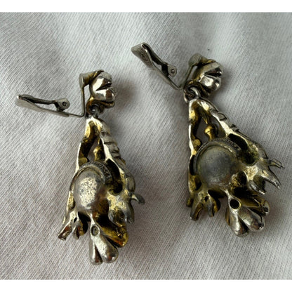 Vintage 1954 Hollycraft Regency Deco Glam Oversized Lavender Clip Earrings