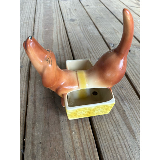 Rover midcentury ceramic wiener dog planter