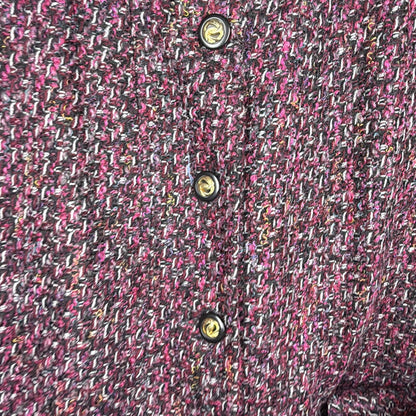 Vintage Henry Lee pink, black and gold boucle tweed boxy jacket, L/XL