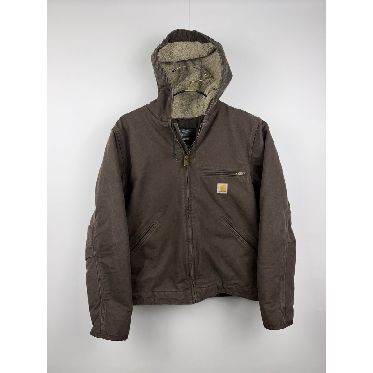 Carhartt Bartlett sherpa lined duck brown hooded jacket DJ4392M, Small