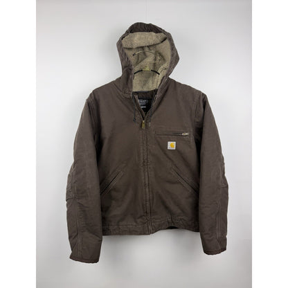 Carhartt Bartlett sherpa lined duck brown hooded jacket DJ4392M, Small