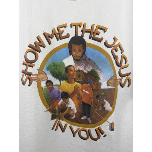 Vintage Show Me The Jesus In You Black Jesus Rare Tee Religion Tee Large 22x28