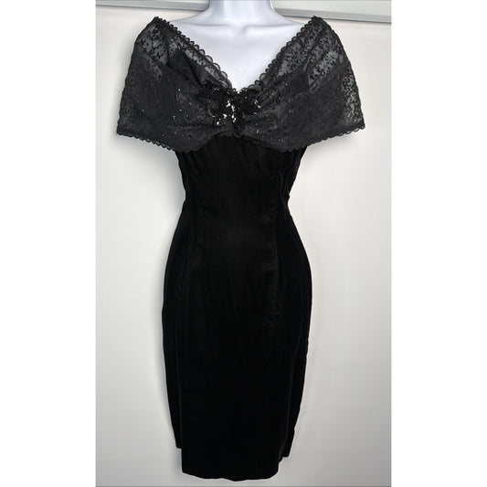 Gunne Sax black velvet off the shoulder dress, 1990s, 9