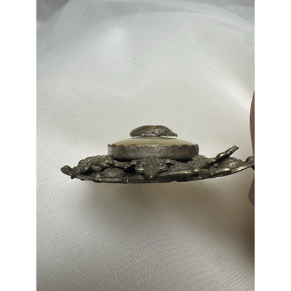 Antique c. 1820–1845 Mother-of-Pearl Cicada Necklace, Open Metalwork Hand Made