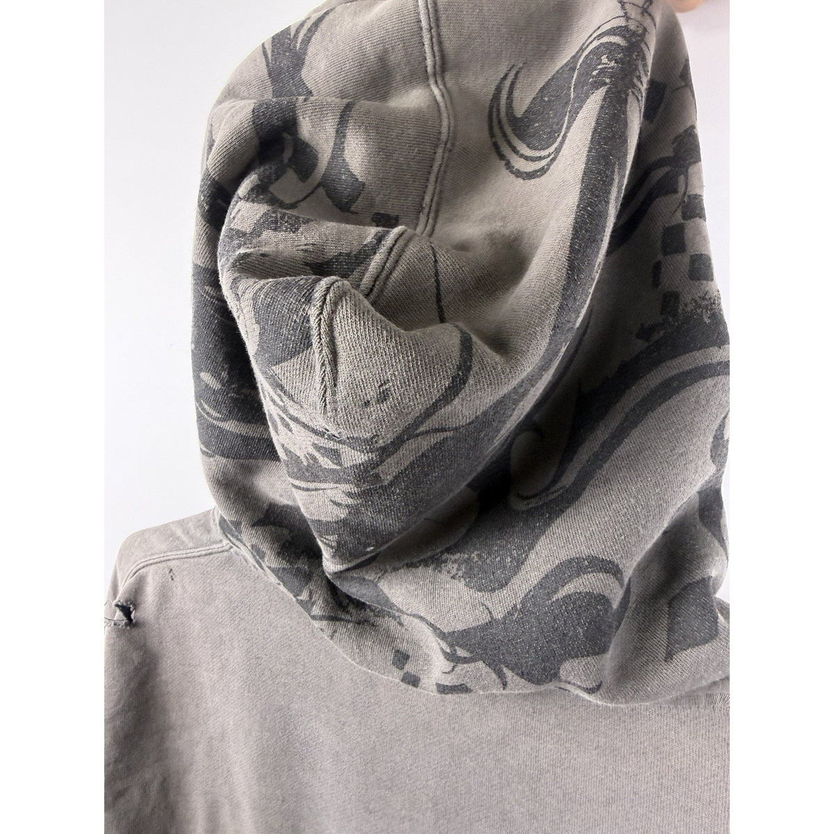 Vintage Y2K Fox Racing tribal all-over print zip hoodie, thrashed, XL