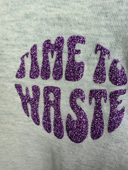 Grey glitter two-tone Time to Waste tee — back