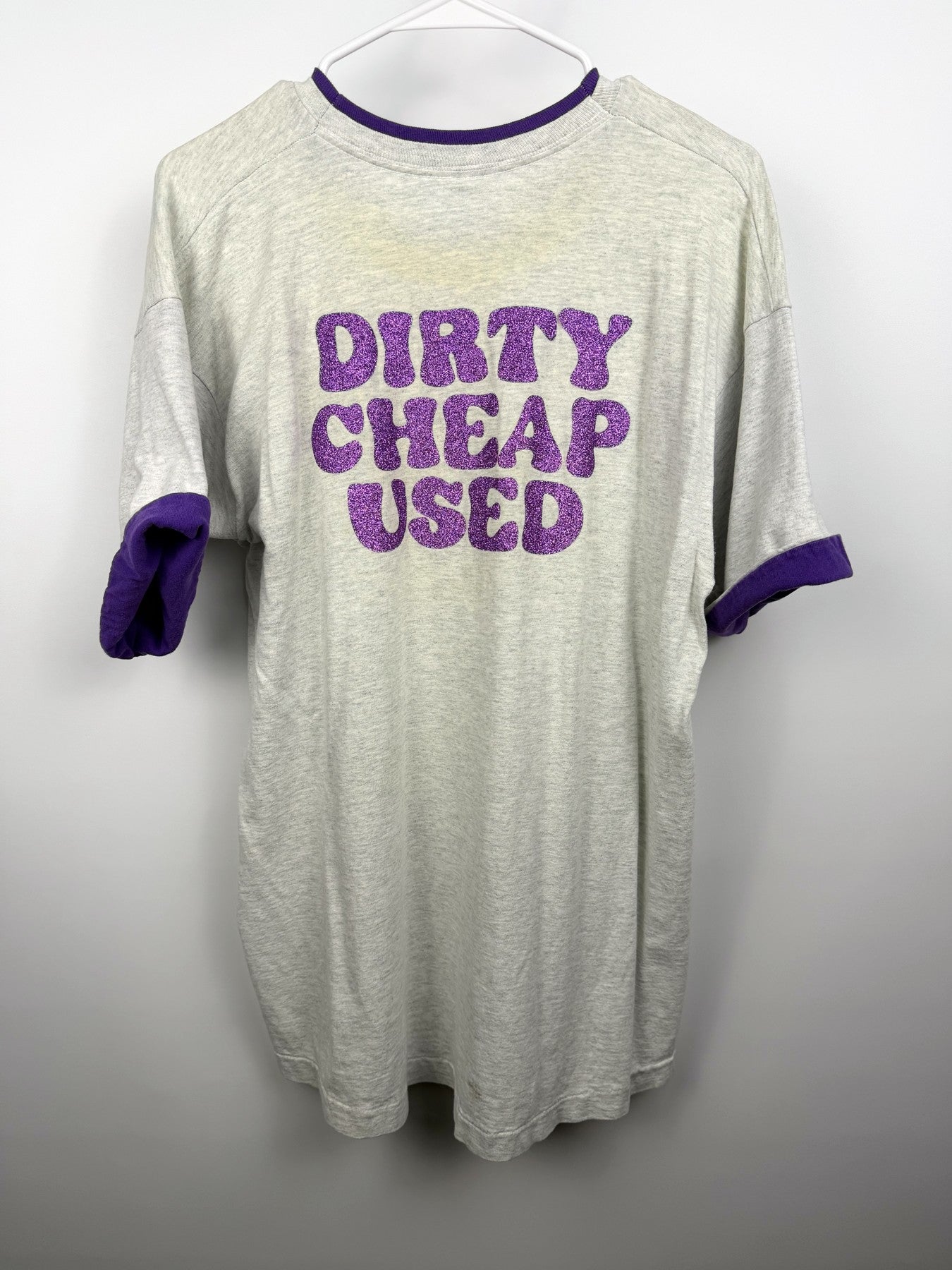 Grey glitter two-tone Time to Waste tee — detail