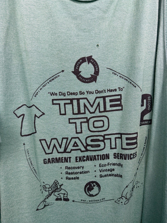 Green Time to Waste tank top — detail
