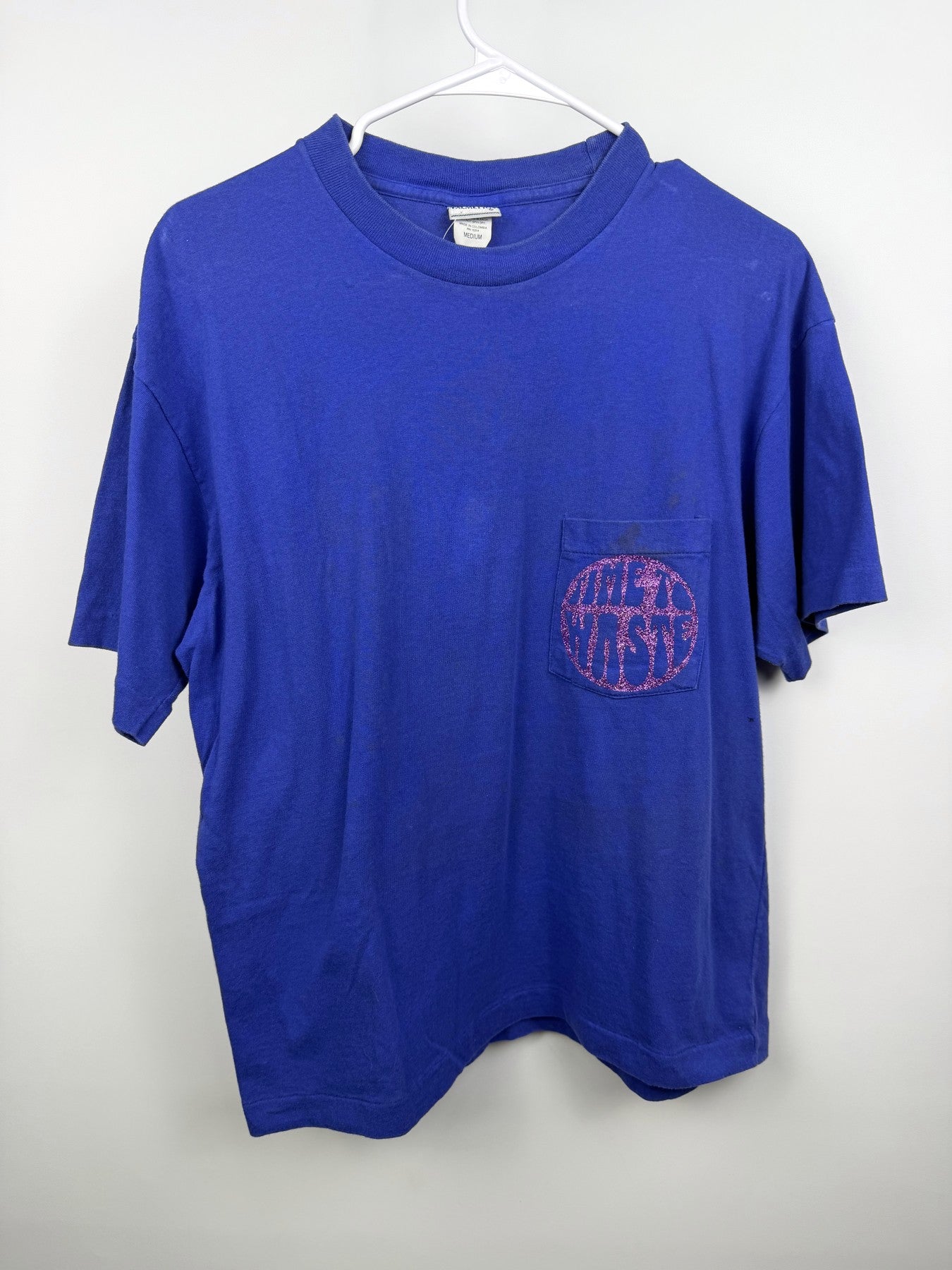 Blue thrashed Time to Waste pocket tee