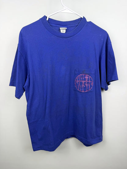 Blue thrashed Time to Waste pocket tee